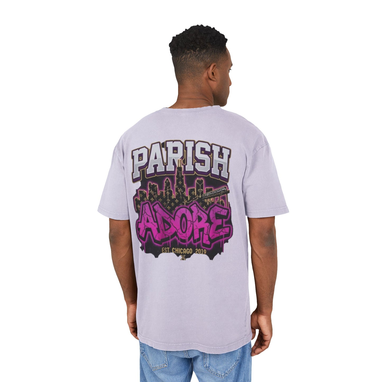 PA Purple Line Men's Acid Washed Heavy Oversize Tee