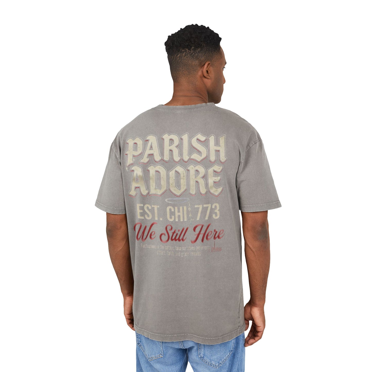 PA We Still Here Men's Acid Washed Heavy Oversize Tee