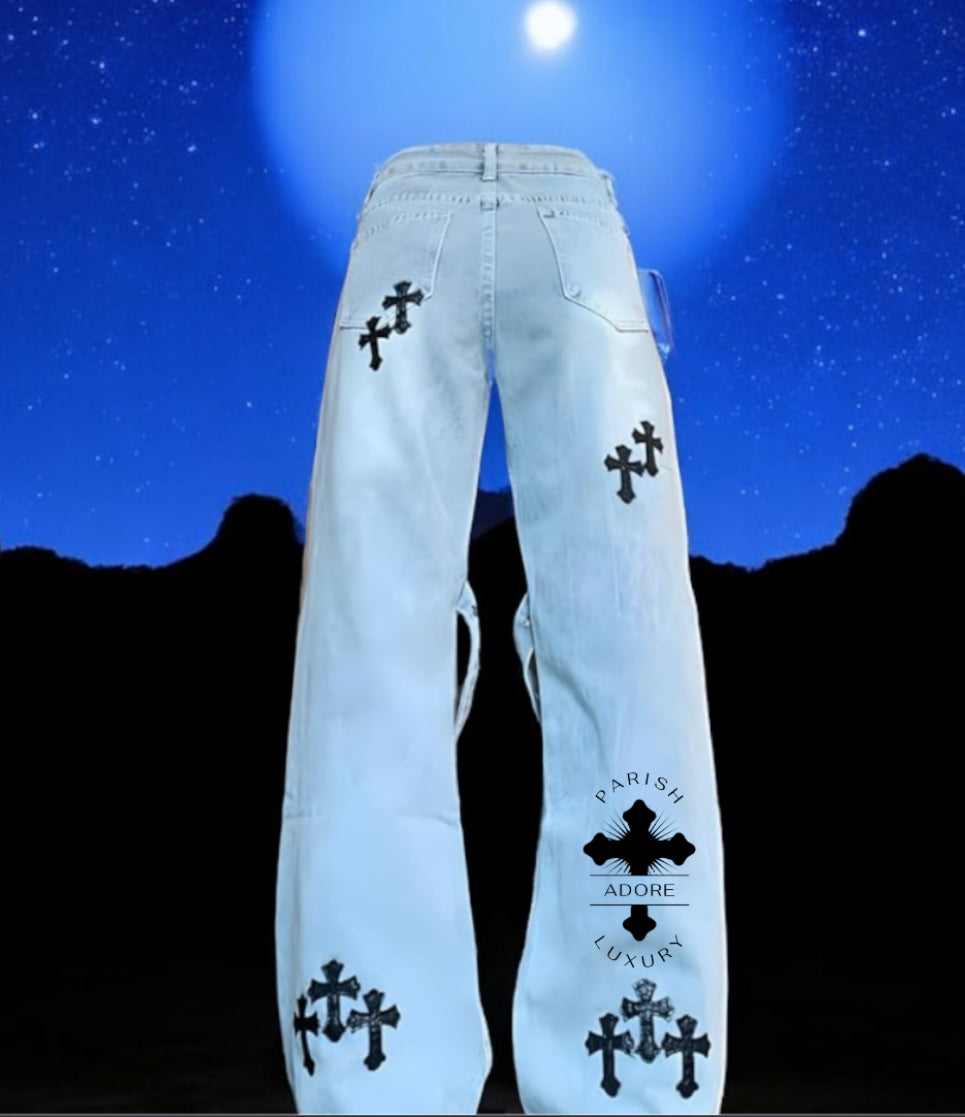 PA Women Luxury Cross Baggy Jeans
