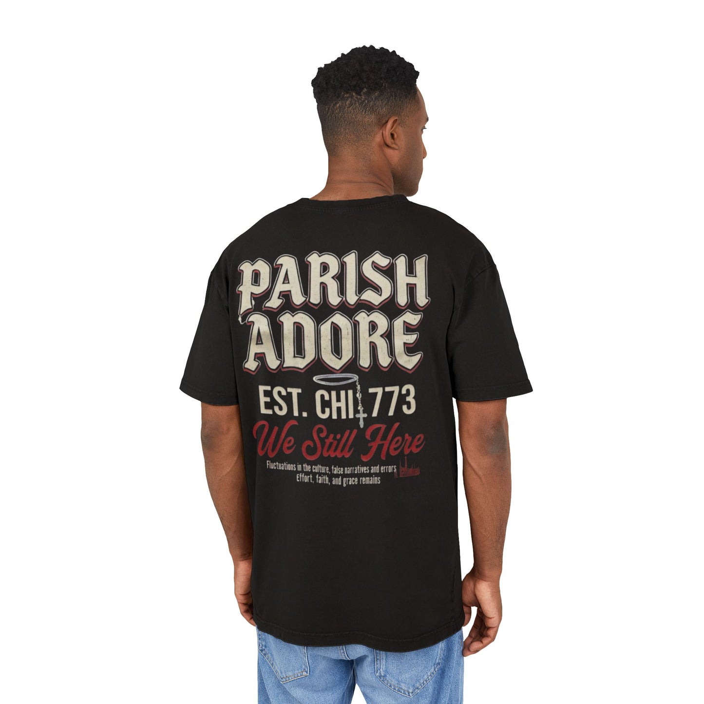 PA We Still Here Men's Acid Washed Heavy Oversize Tee