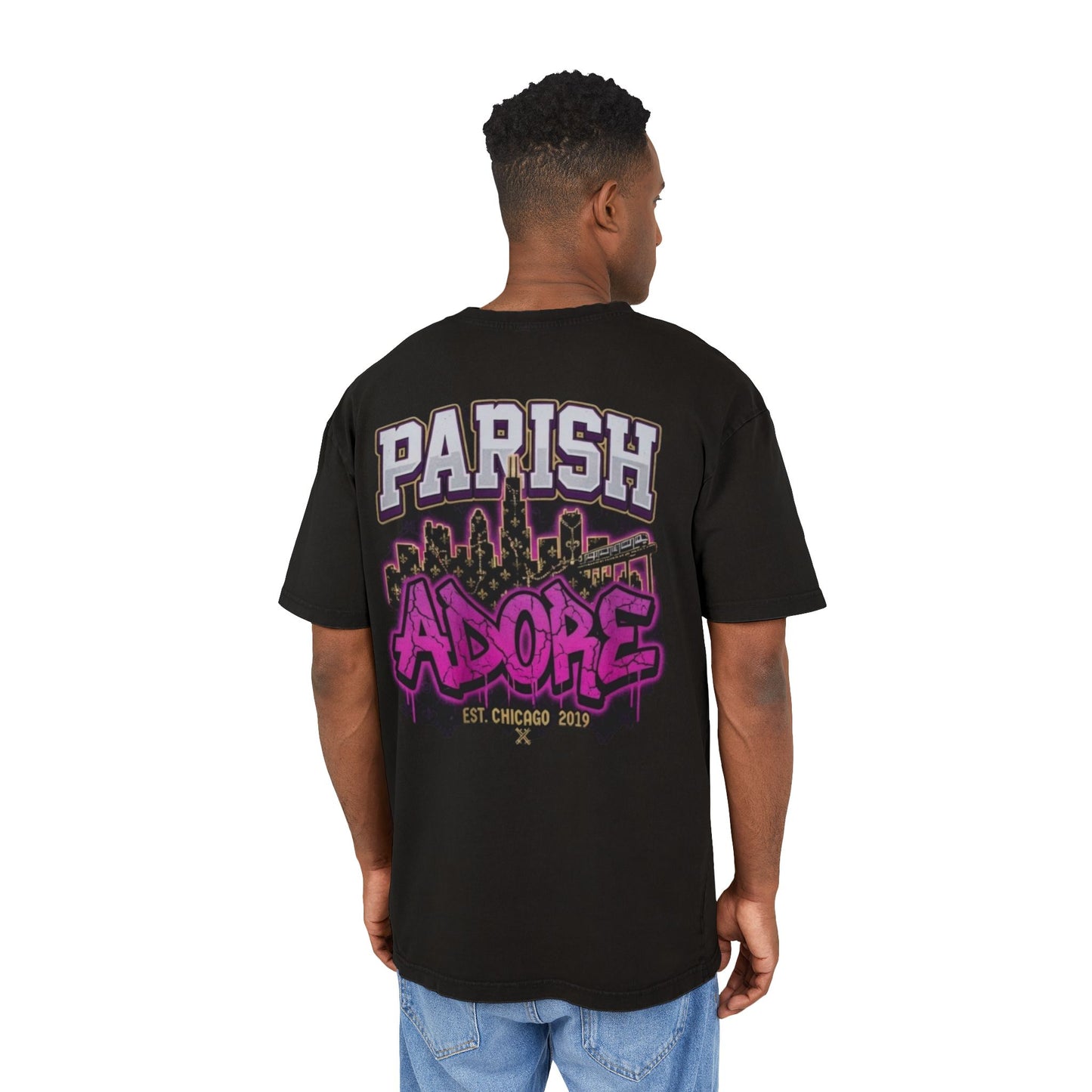 PA Purple Line Men's Acid Washed Heavy Oversize Tee
