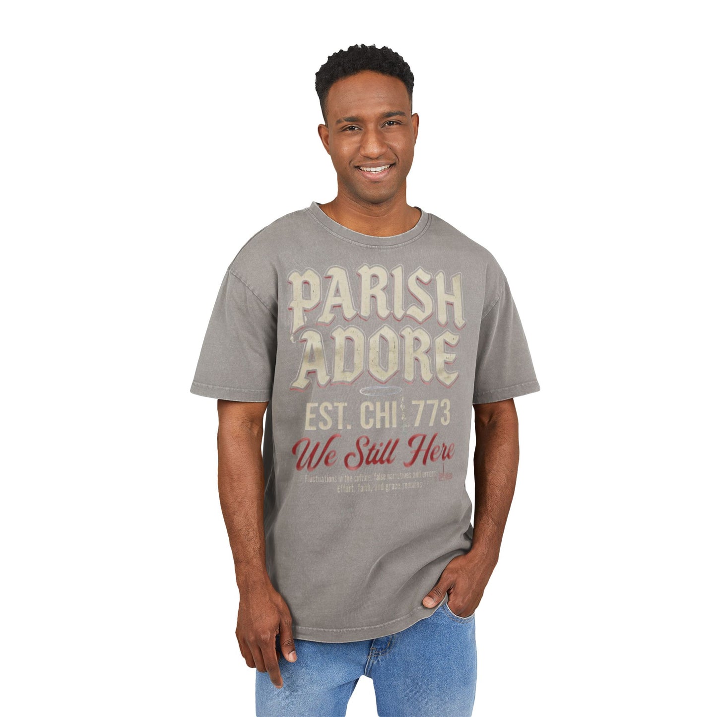 PA We Still Here Men's Acid Washed Heavy Oversize Tee