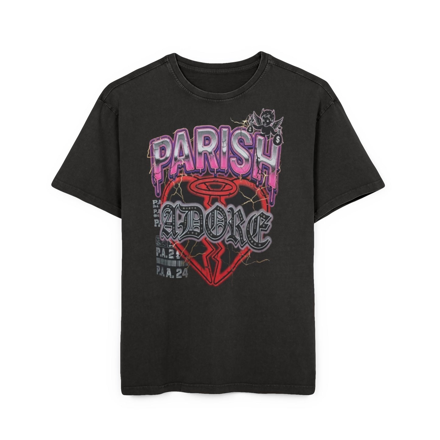 PA No Love Men's Acid Washed Heavy Oversize Tee