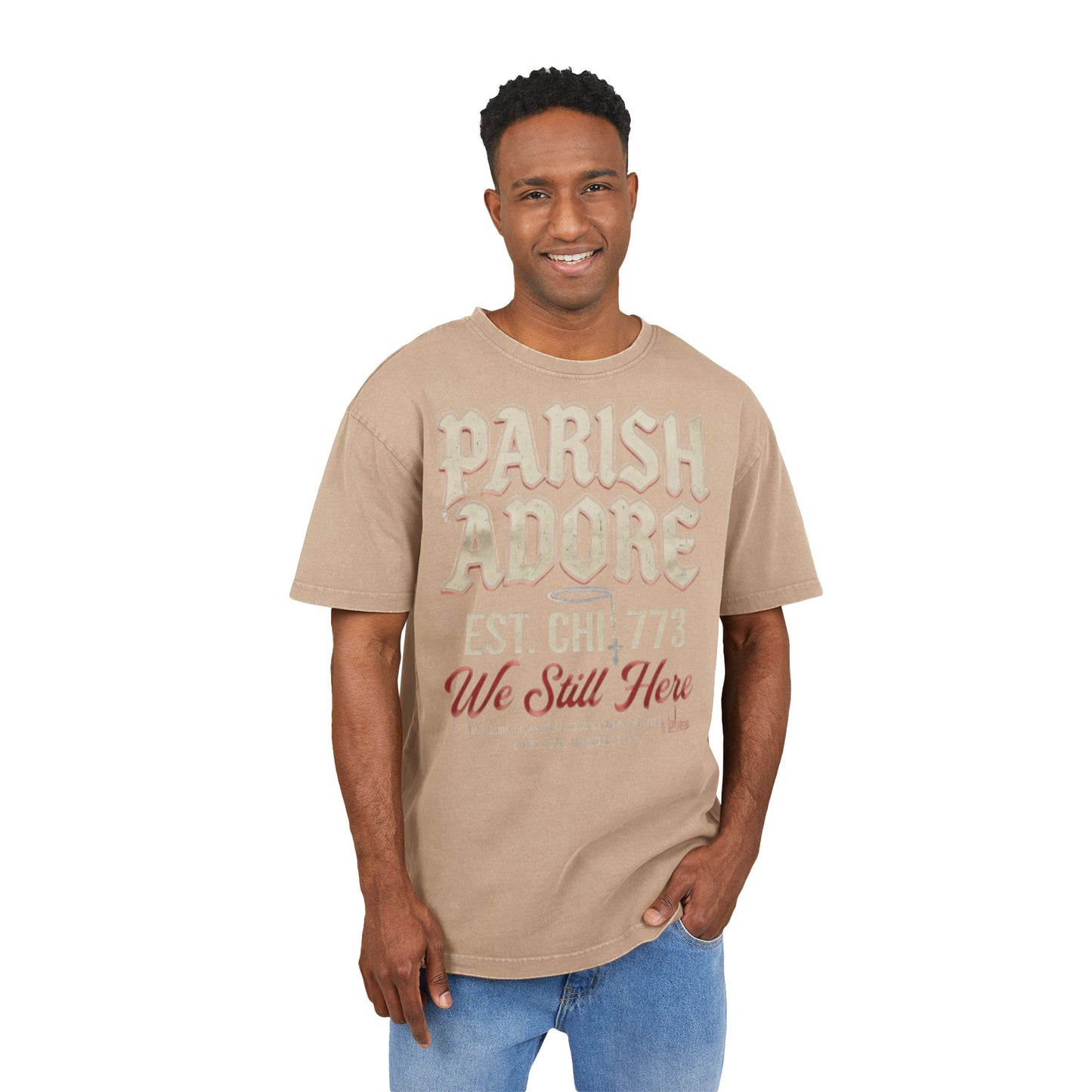 PA We Still Here Men's Acid Washed Heavy Oversize Tee