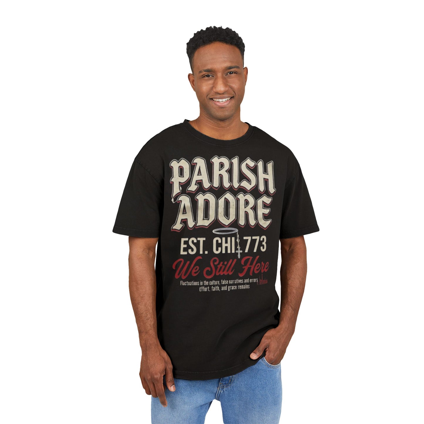 PA We Still Here Men's Acid Washed Heavy Oversize Tee