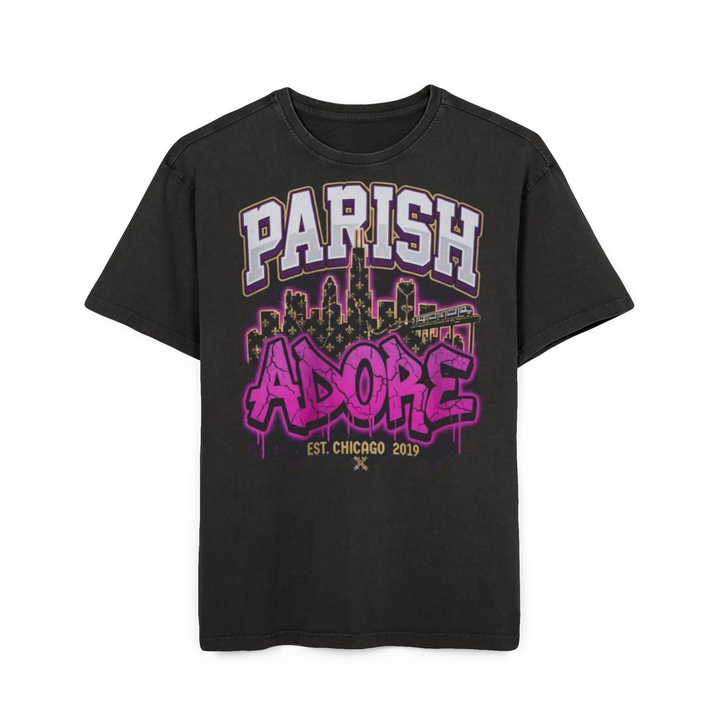 PA Purple Line Men's Acid Washed Heavy Oversize Tee