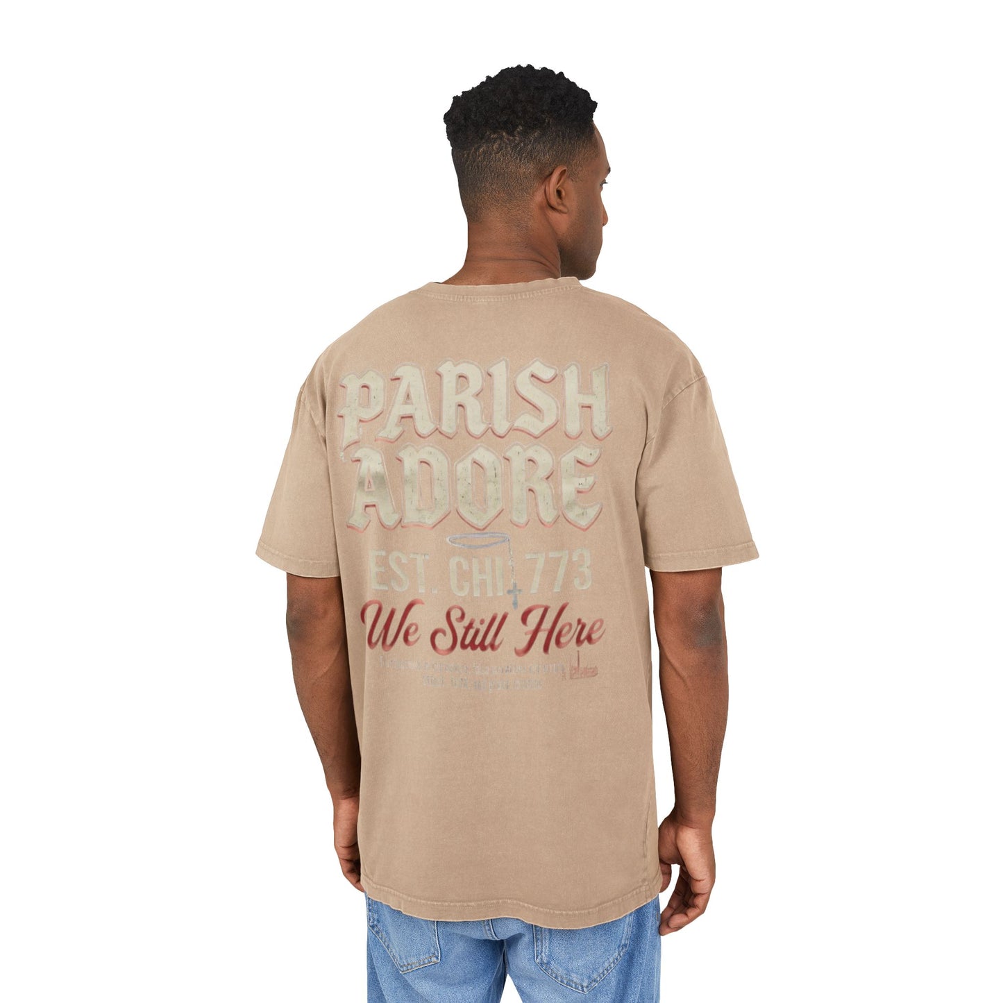 PA We Still Here Men's Acid Washed Heavy Oversize Tee