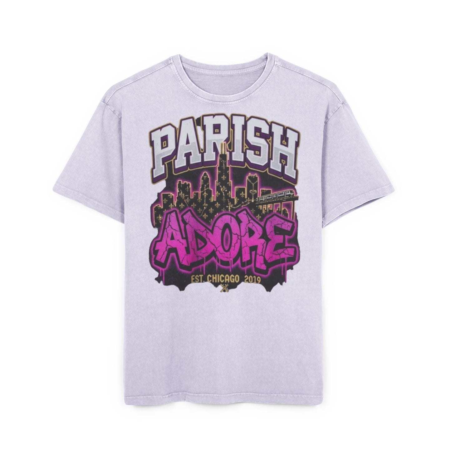 PA Purple Line Men's Acid Washed Heavy Oversize Tee