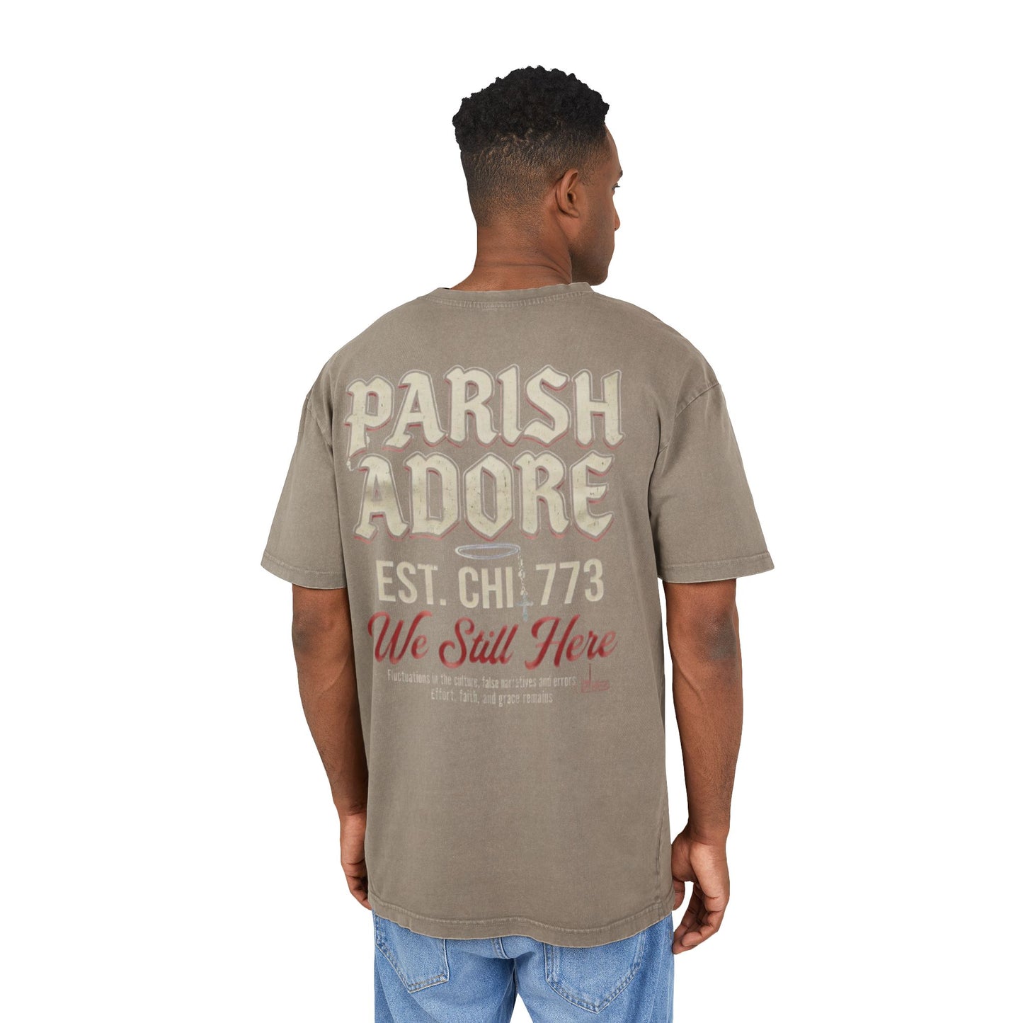 PA We Still Here Men's Acid Washed Heavy Oversize Tee