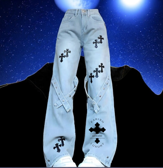 PA Women Luxury Cross Baggy Jeans