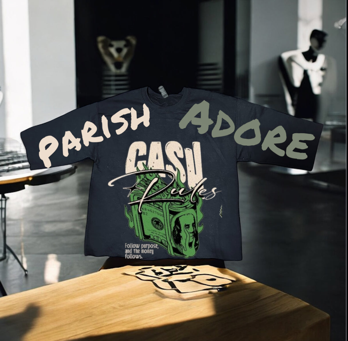 PA Luxury Cash Rules Mid Length Oversized Tee's
