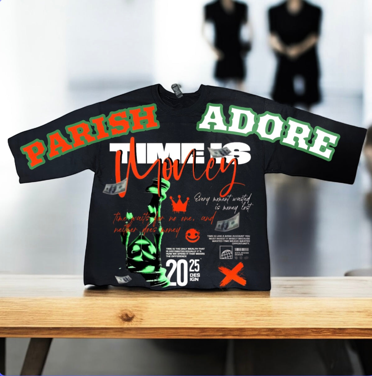PA Time Is Money Mid-Length Oversized Tee's