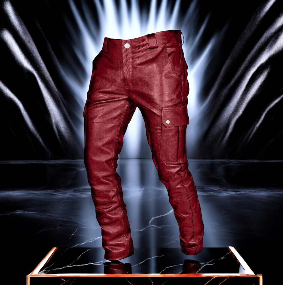 PA Faux Leather Pants Retro Goth Tapered Trousers