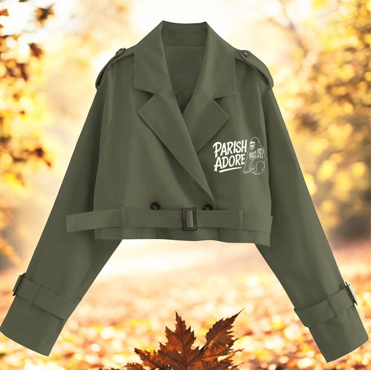 PA Cropped Trench Coat with Belt