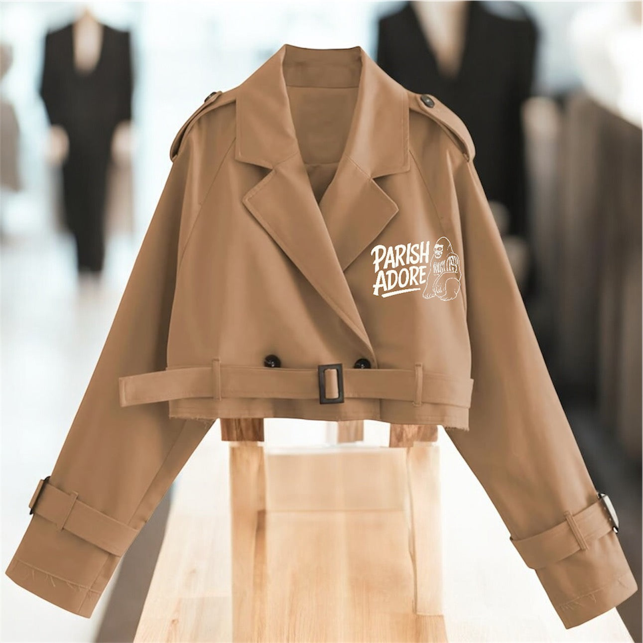 PA Cropped Trench Coat with Belt