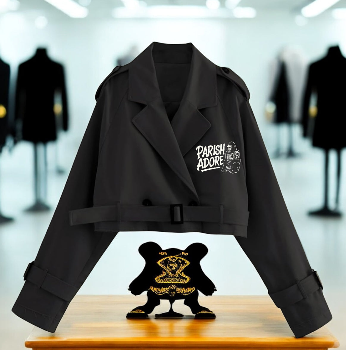 PA Cropped Trench Coat with Belt