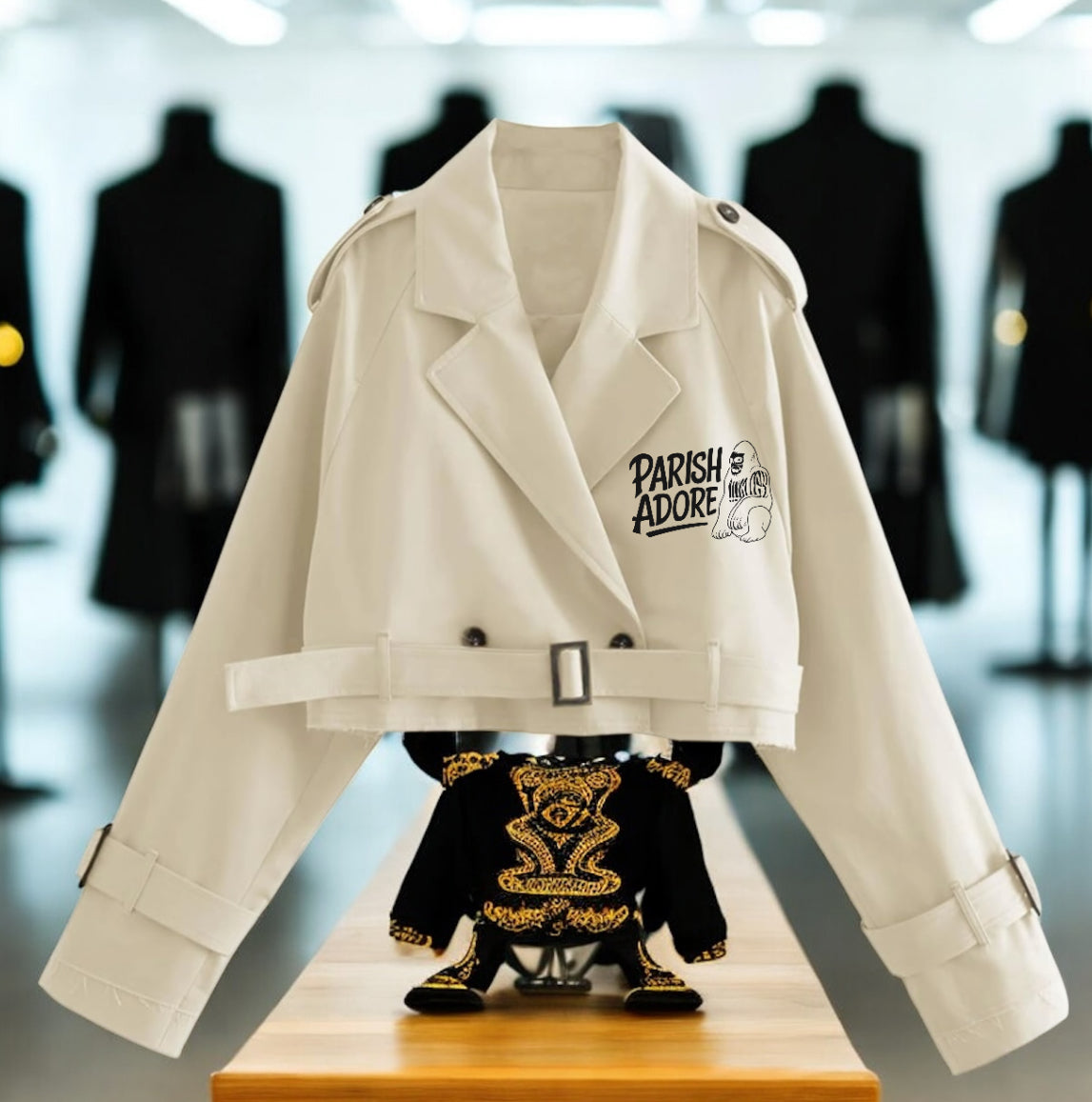 PA Cropped Trench Coat with Belt