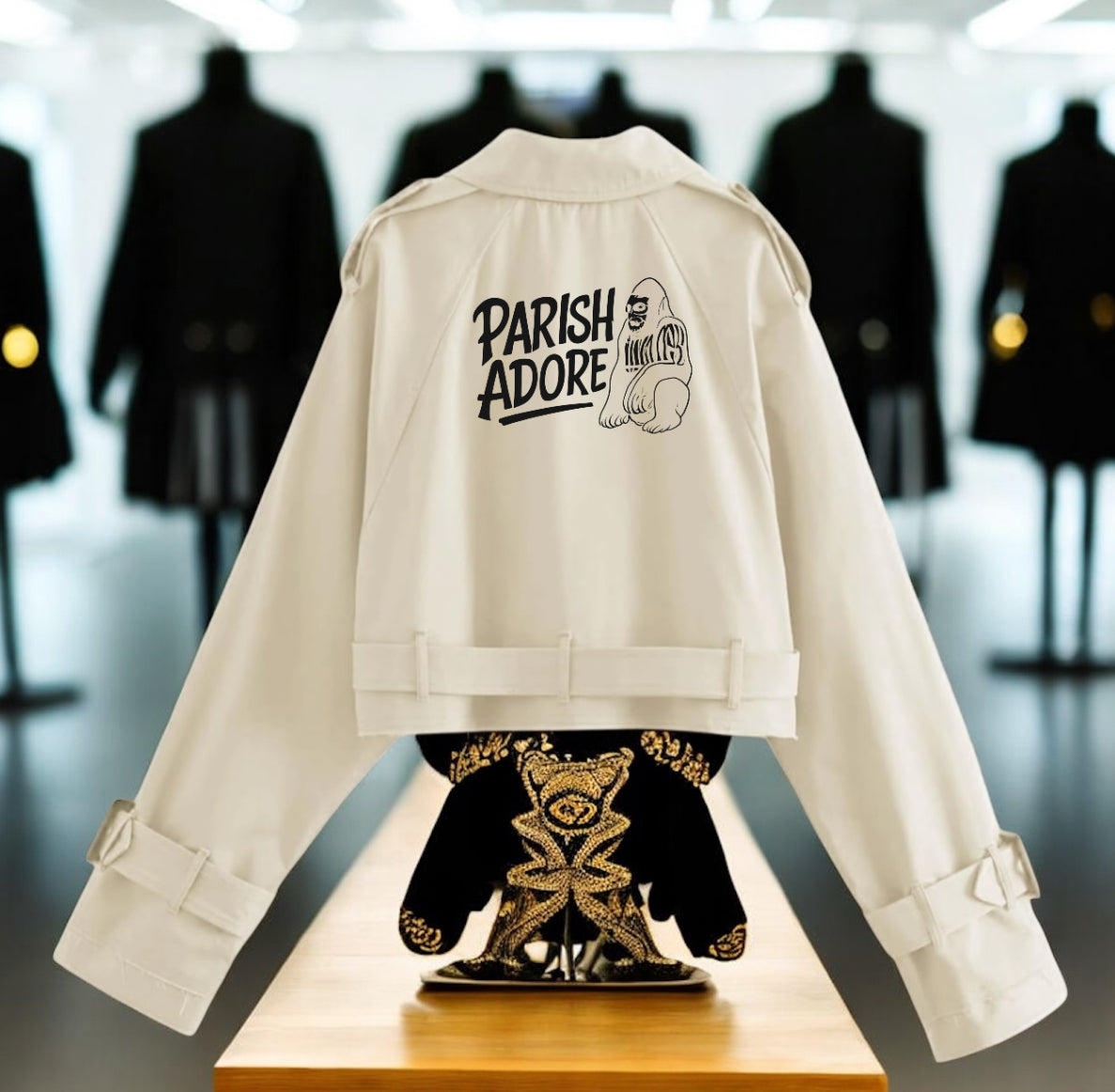 PA Cropped Trench Coat with Belt