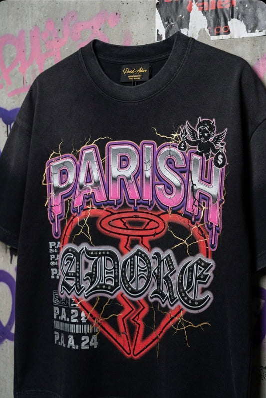 PA No Love Men's Acid Washed Heavy Oversize Tee