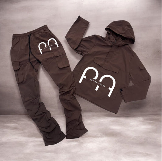BROWN PA Nylon Stacked Pullover Set