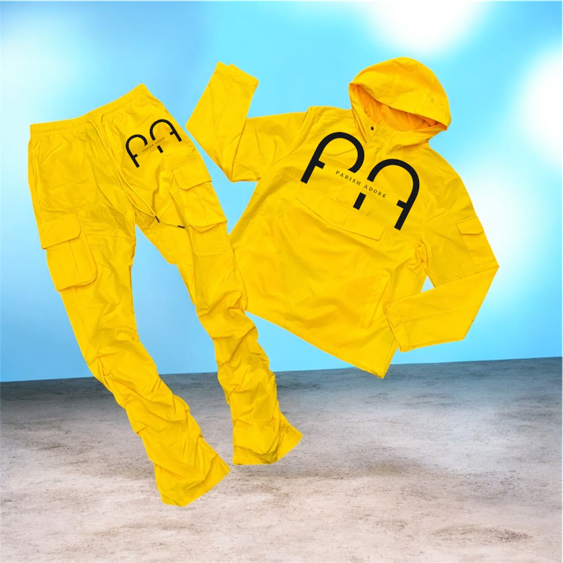 BLACK & YELLOW PA Nylon Stacked Pullover set